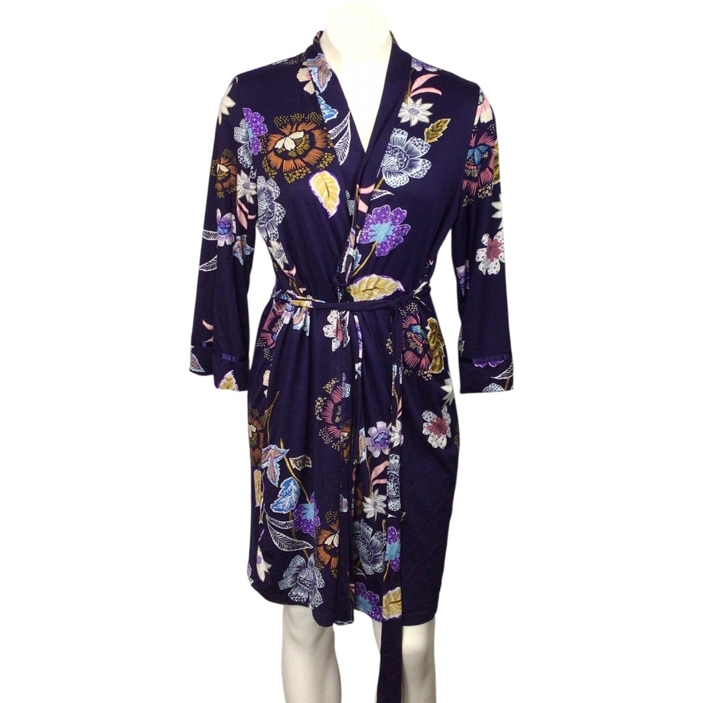 Linea Donatella Blue and Purple Floral Robe